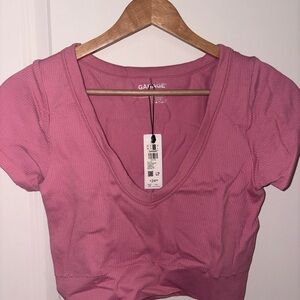 Garage Mauve Ribbed Crop Top